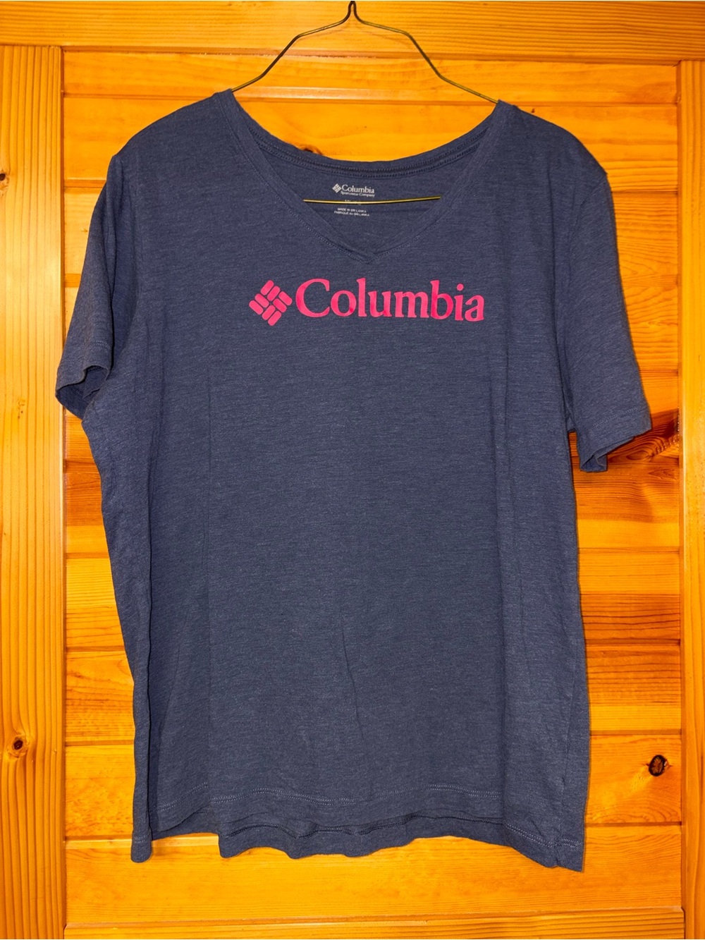 Columbia Navy Blue Short Sleeve Tee with Pink Logo